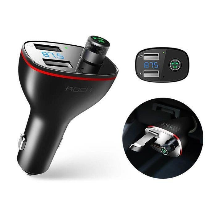 ŁADOWARKA ROCK B300 2-PORT USB CAR CHARGER + TRANSMITER FM BLACK CZARNA