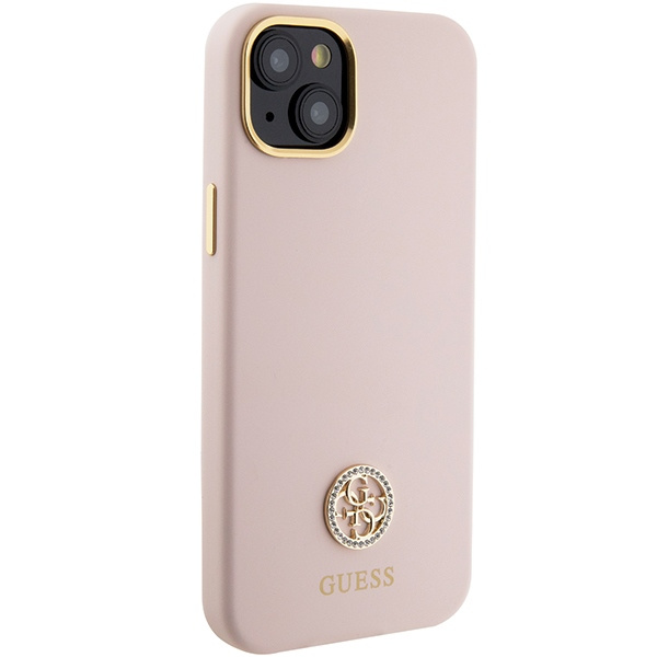 Etui Guess GUHCP15SM4DGPP iPhone 15 6.1" jasnoróżowy/pink hardcase Silicone Logo Strass 4G Case