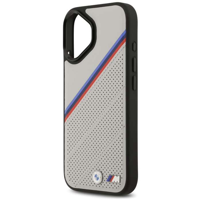 Etui BMW M Tricolor Metal Logo MagSafe   do iPhone 17 szary