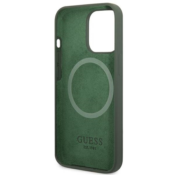 Etui GUESS Apple iPhone 13 13 Pro Silicone Logo Plate MagSafe Zielony Hardcase
