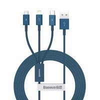 Kabel Baseus Superior 3w1USB - Lightning / USB Typ C / micro USB 3,5 A 1,5 m niebieski (CAMLTYS-03)