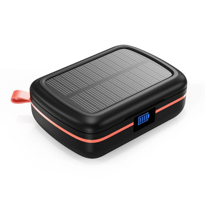 Choetech słuchawki bezprzewodowe TWS wodoodporne z panelem słonecznym i wbudowanym powerbankiem 2500mAh czarny (BH-T05)