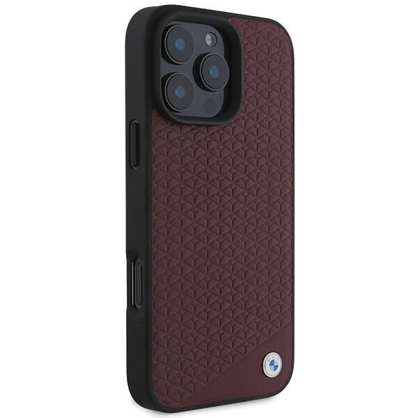 Etui BMW iPhone 16 Pro Max 6.9" czerwony/red hardcase Sign Leather Diamond Metal Logo MagSafe
