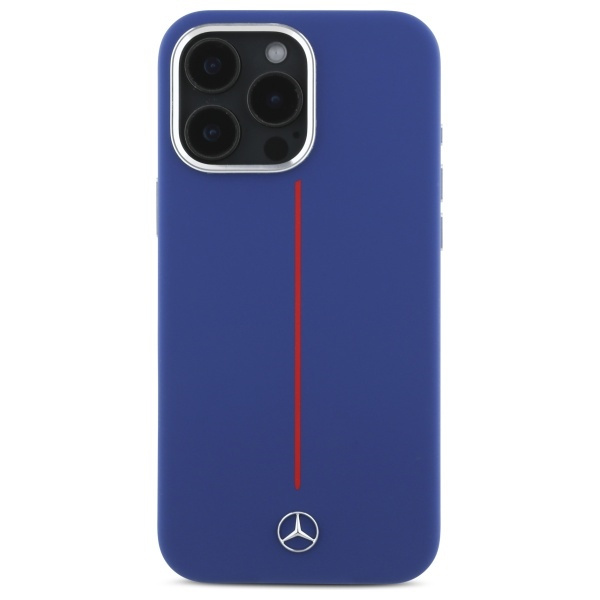 Etui Mercedes iPhone 16 Pro Max 6.9" granatowy/navy hardcase Silicone Red Stripe MagSafe