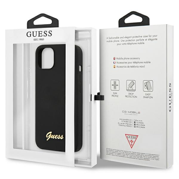 Etui Guess Guhcp13mlslmgbk iPhone 13 6,1" Black/czarny Hardcase Silicone Script Gold Logo Case