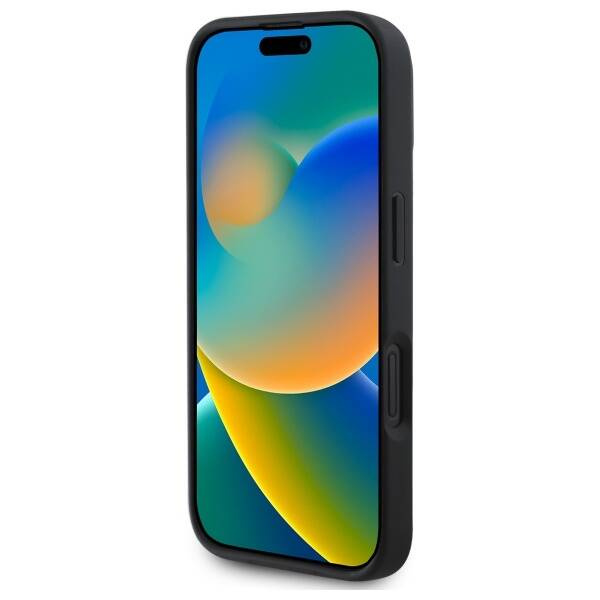 Etui BMW iPhone 16 6.1" czarny/black hardcase Sign Leather Diamond Metal Logo MagSafe