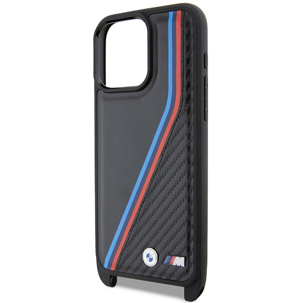 Etui Bmw Bmhcp15l23psvtk Iphone 15 Pro 6.1" Czarny/black Hardcase M Edition Carbon Tricolor Lines & Strap Case