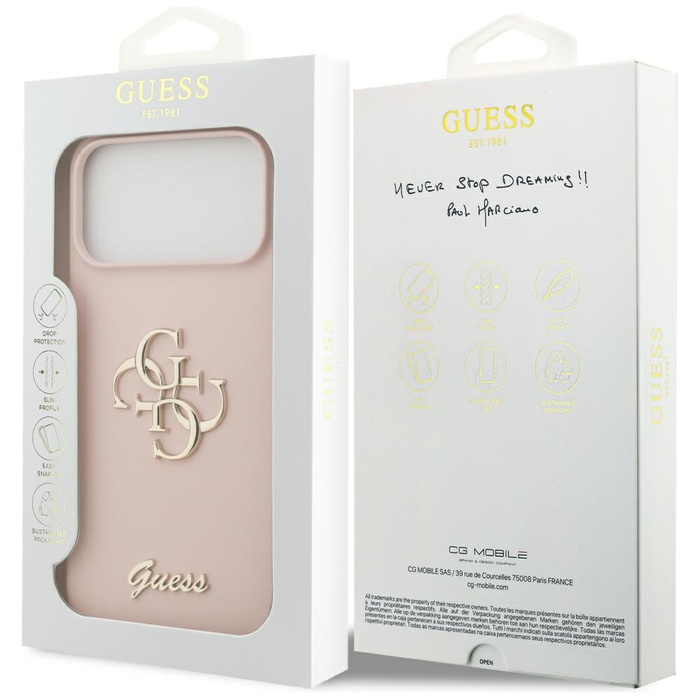 Etui Guess Silicone Big 4G Script do     iPhone 17 Pro Max różowy