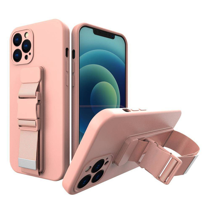 ETUI Rope Case silikonowe etui ze smyczą torebka smycz pasek do Xiaomi Poco X4 Pro 5G różowy CASE