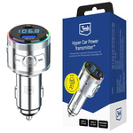 Ładowarka samochodowa 3MK Hyper Car      Power Transmitter 48W QC PD PPS USB-C/USB-A z transmiterem audio srebrny