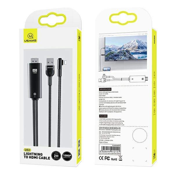 Kabel USAMS HDMI USB Apple Lightning U53 US-SJ442 2m Czarny