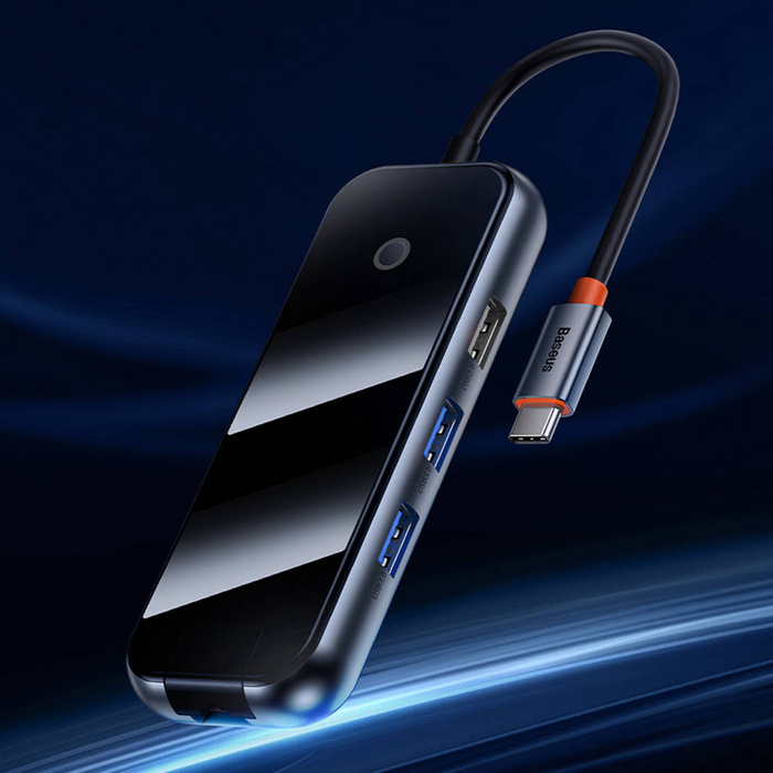Baseus AcmeJoy HUB 4-Portowy USB-C do 1xUSB-C / 4xUSB3.0 ciemnoszary