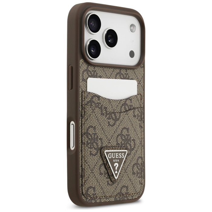 Etui Guess 4G Double Card Triangle do    iPhone 17 Pro brązowy