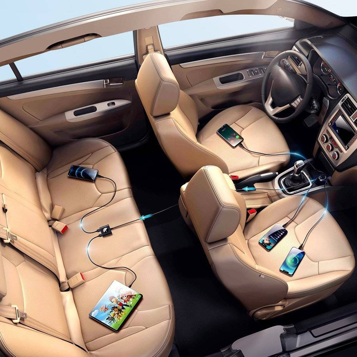 Joyroom ładowarka samochodowa 2xPD + 2xQC3.0 75W 1,5m czarna (JR-CL05)