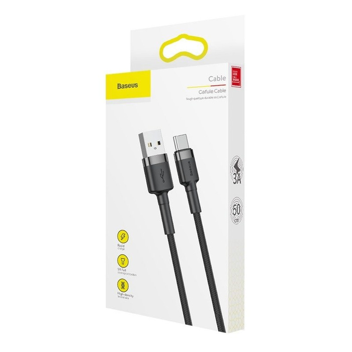 Kabel USB-C BASEUS Cafule QC 3.0 2A 2m szaro-czarny