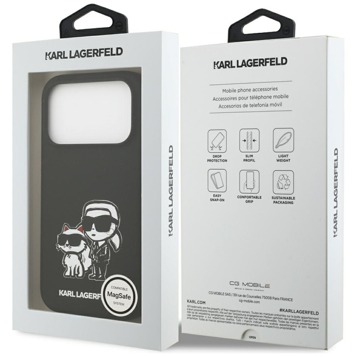 Etui Karl Lagerfeld Silicone K&C Sketch  & Logo MagSafe do iPhone 17 Pro czarny