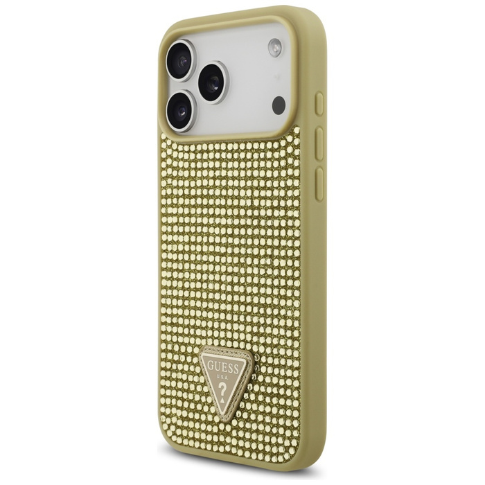 Etui Guess Rhinestone Triangle Logo do   iPhone 17 Pro Max złoty