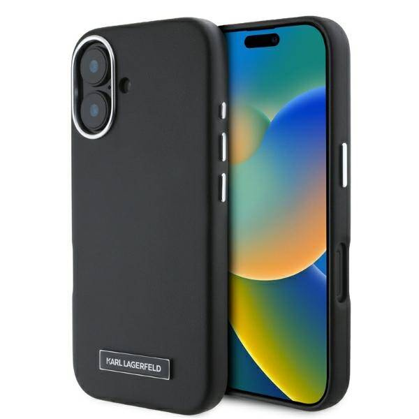 Etui Karl Lagerfeld iPhone 16 6.1" czarny/black hardcase FW Metal Plate MagSafe