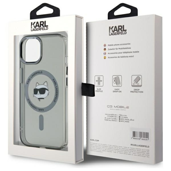 Karl Lagerfeld KLHMP15SHLSCHK iPhone 15   6.1" czarny/black hardcase IML Metal Choupette Head MagSafe