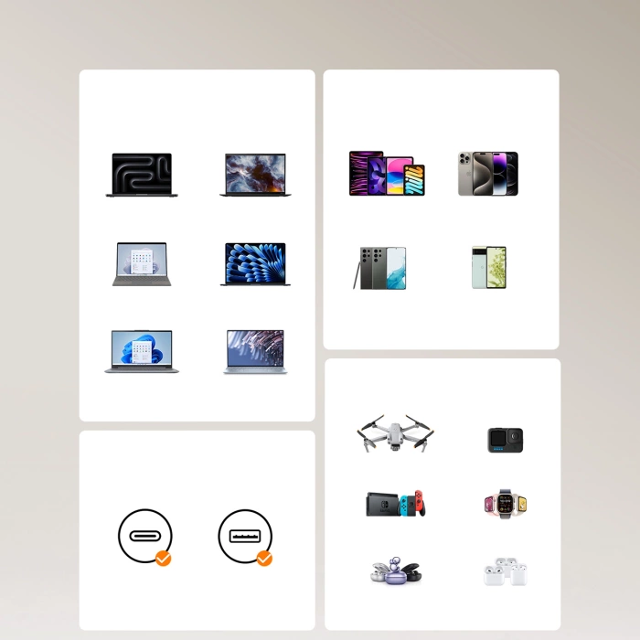 Ładowarka GaN Joyroom JR-TCL02 65W USB-A USB-C z wbudowanym kablem USB-C Czarna