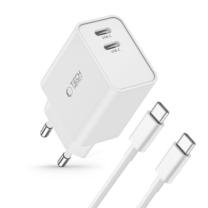 Tech-protect C35w 2-port Network Charger Pd35w + USB-C Cable White