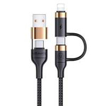 USAMS Kabel pleciony U62 2xUSB-C/USB-A /lightning 1,2m PD Fast Charge czarny/black SJ483USB01 (US-SJ483)