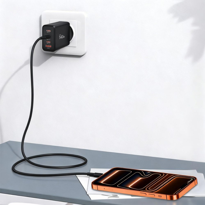 TECH-PROTECT NC140W-GAN 4-PORT NETWORK CHARGER PD 140W / QC3.0 BLACK