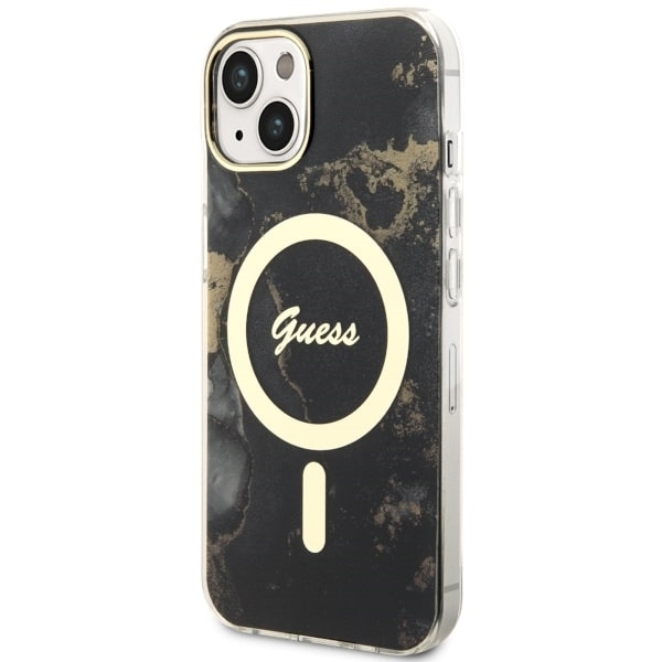 Etui Guess GUHMP14SHTMRSK iPhone 14 6.1" czarny/black hardcase Golden Marble MagSafe Case