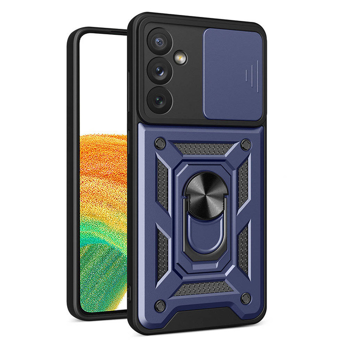 Etui Hybrid Armor Camshield etui do Samsung Galaxy A14 pancerny pokrowiec z osłoną na aparat niebieskie Case