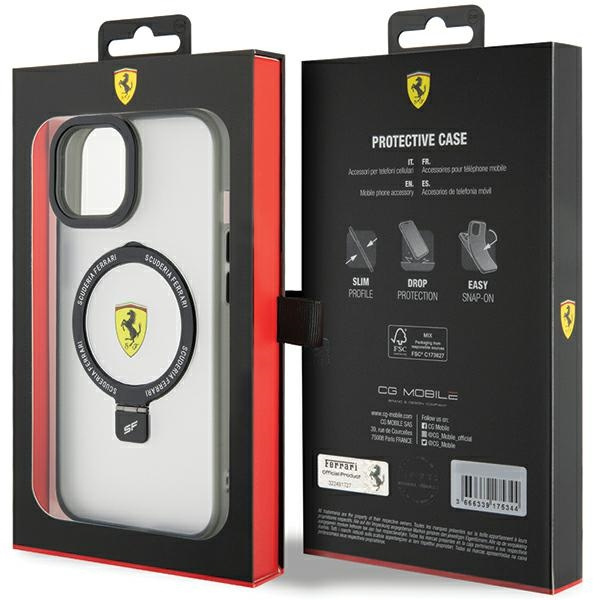 Etui Ferrari FEHMP15SUSCAK iPhone 15 6.1" czarny/black hardcase Ring Stand 2023 Collection MagSafe Case