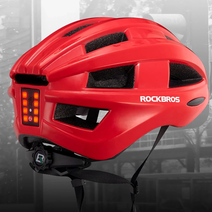 Kask rowerowy Rockbros z wbudowaną lampką - różowy