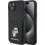 Etui Karl Lagerfeld KLHCP15SSAPKCNPK iPhone 15 6.1" czarny/black hardcase Saffiano Cardslot Karl&Choupette Metal Pin