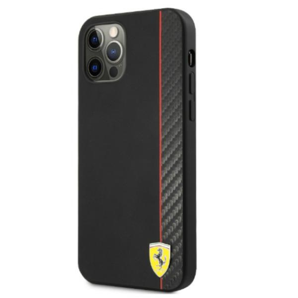 Etui FERRARI Apple iPhone 12 Pro Max On Track Carbon Stripe Czarny Hardcase