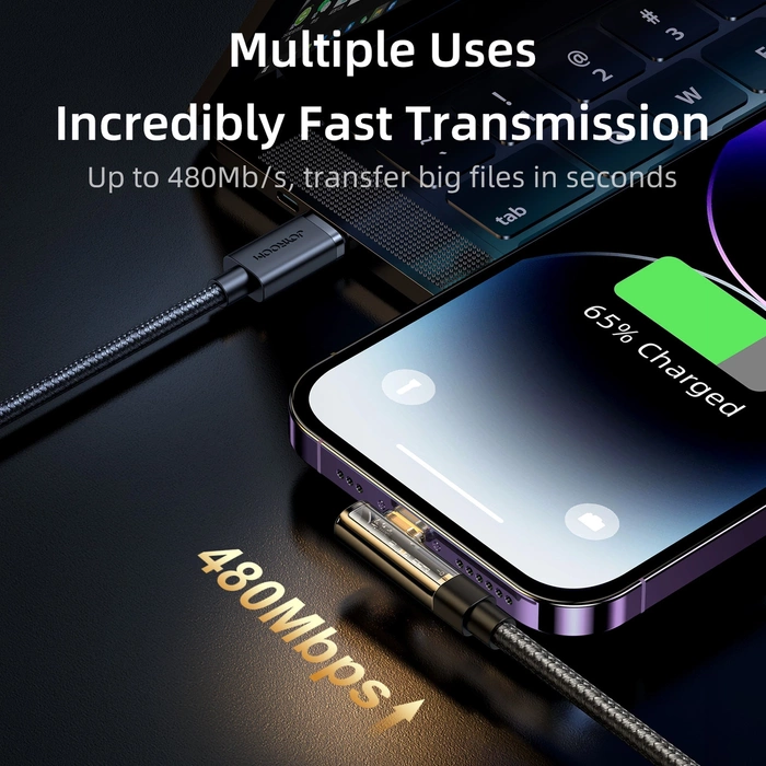 Kabel Joyroom S-CL020A6 Lightning kątowy - USB-C szybkie ładowanie i transfer 20W 1,2 m - niebieski