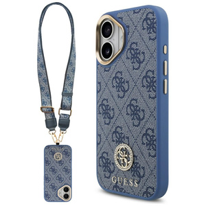 Etui Guess 4G Strass Logo & Big Strap    Metal Buttons MagSafe do iPhone 17 niebieski