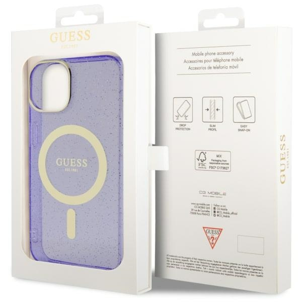 Etui Guess GUHMP14SHCMCGU iPhone 14 6.1" purpurowy/purple hardcase Glitter Gold MagSafe Case