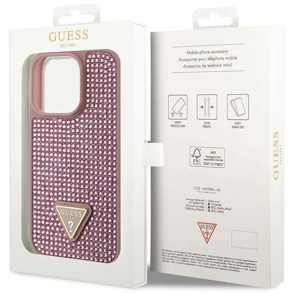 Etui Guess GUHCP14LHDGTPP iPhone 14 Pro 6.1" różowy/pink hardcase Rhinestone Triangle Case
