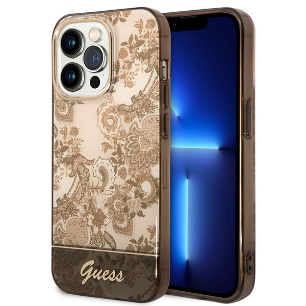 Etui GUESS Apple iPhone 14 Pro Porcelain Collection Brązowy Hardcase