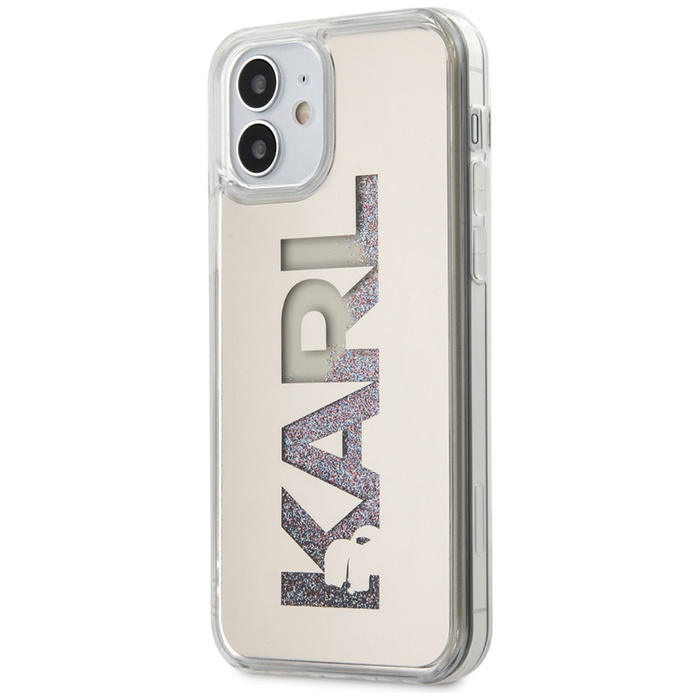 Etui KARL LAGERFELD Apple iPhone 12 Mini Mirror Liquid Glitter Karl Srebrny Hardcase