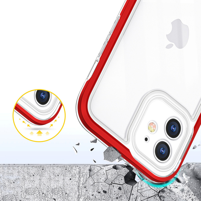 Clear 3in1 etui do iPhone 12 żelowy pokrowiec z ramką czerwony