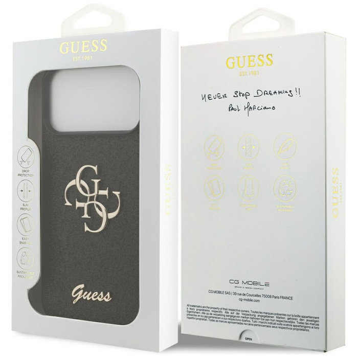 Etui Guess Fixed Glitter Big 4G do       iPhone 17 Pro Max czarny