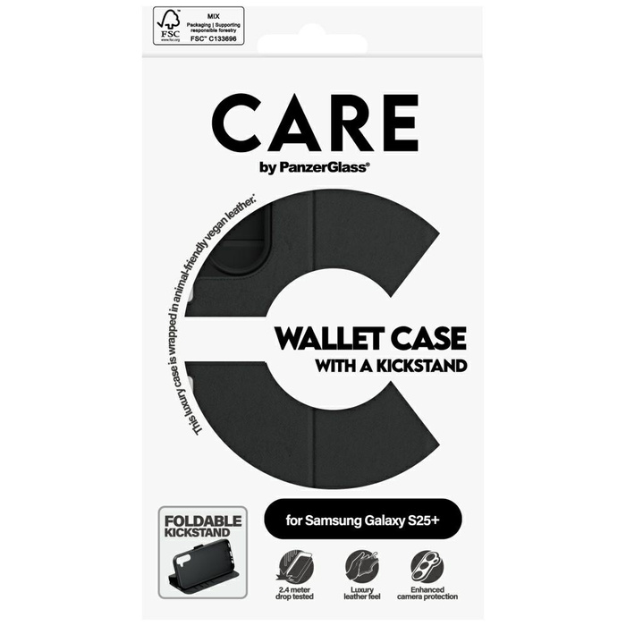 Etui CARE by PanzerGlass Feature Wallet   Kickstand do Samsung Galaxy S25+ czarny