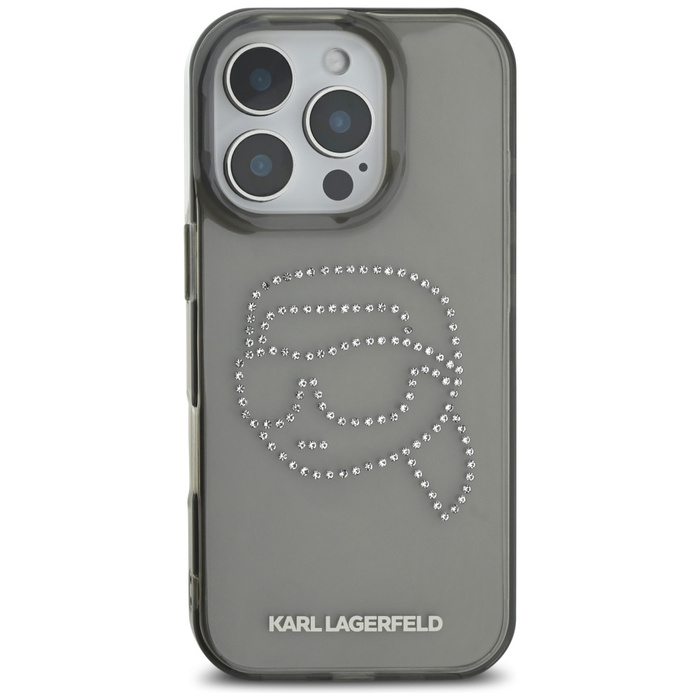 Etui Karl Lagerfeld IML Rhinestones Karl  Head do iPhone 16 Pro czarny