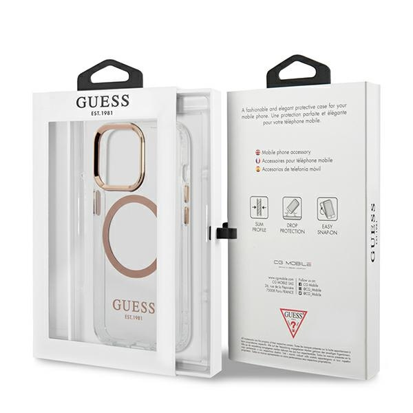 Etui GUESS Apple iPhone 13 Pro Max Metal Outline Magsafe Złoty Hardcase