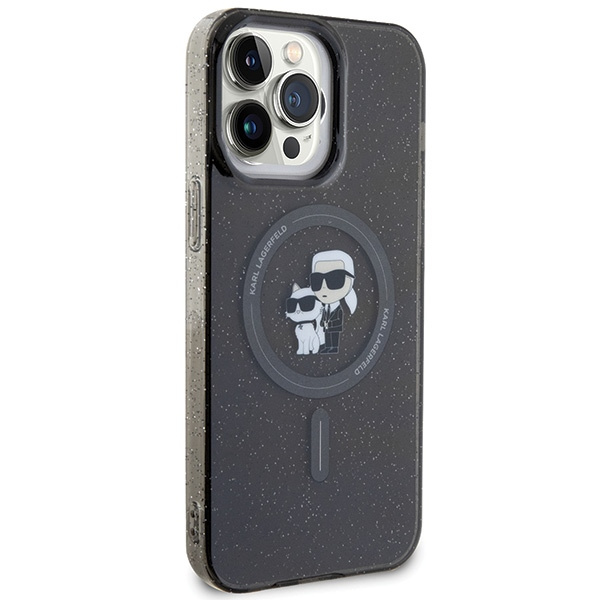 Etui Karl Lagerfeld KLHMP15XHGKCNOK iPhone 15 Pro Max 6.7" czarny/black hardcase Karl&Choupette Glitter MagSafe Case