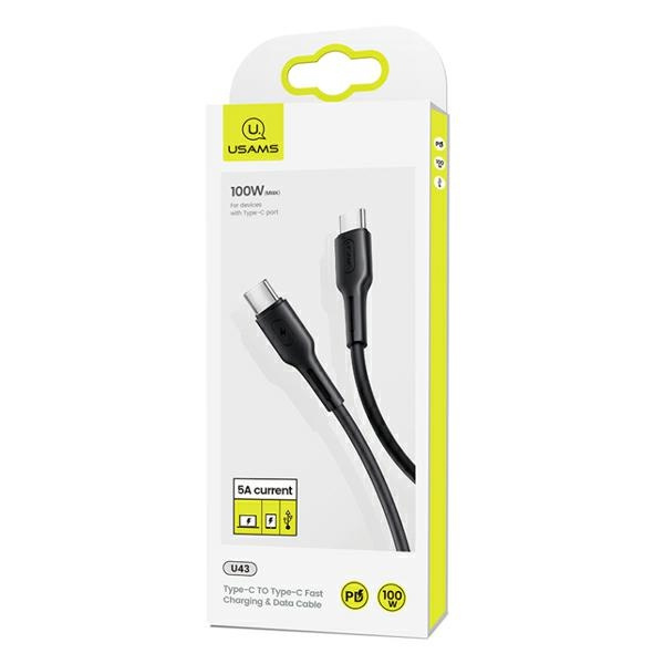 Kabel USAMS USB-C Na USB-C 100W PD Fast Charge 5A 1.2m U43 SJ459USB01 US-SJ459 Czarny