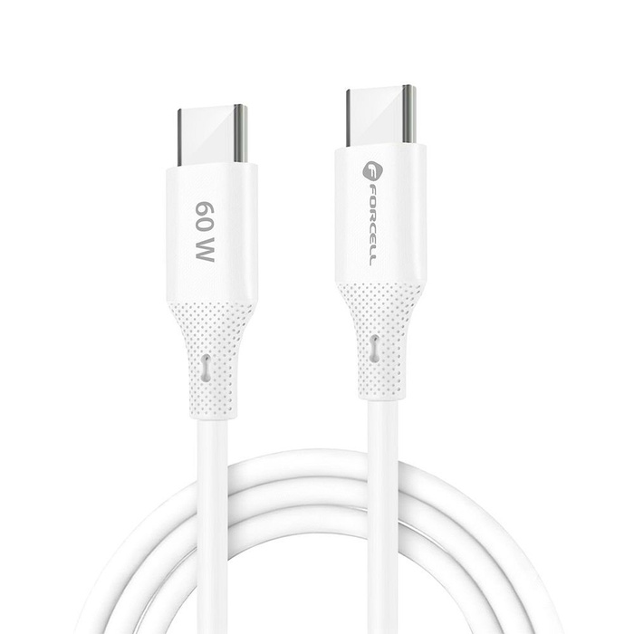 Kabel USB C do USB C Forcell F-Energy QC4.0 PD 3A 60W Silicone 1 m C344 biały
