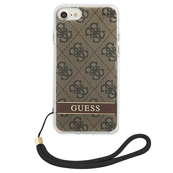 Etui GUESS Apple iPhone SE 2022 SE 2020 7 8 4G Print Strap Brązowy Hardcase