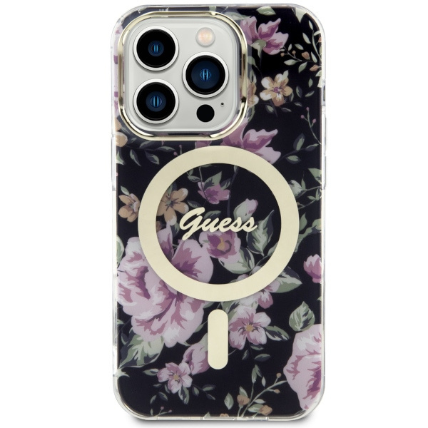 Etui Guess GUHMP14LHCFWSK iPhone 14 Pro 6.1" czarny/black hardcase Flower MagSafe Case