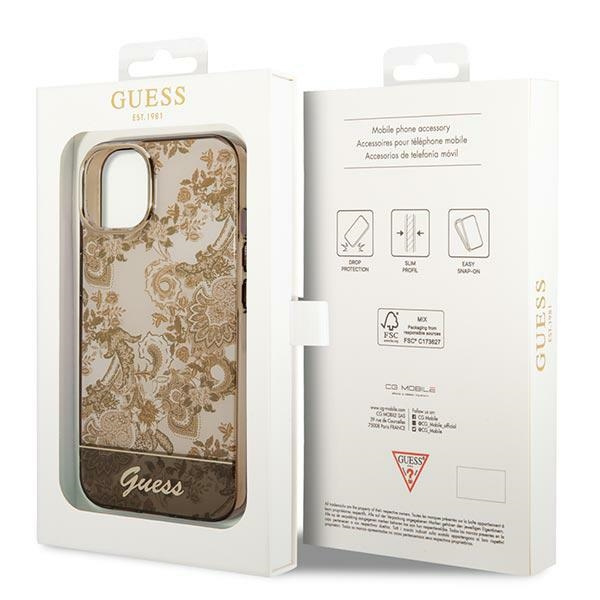 Etui GUESS Apple iPhone 14 Porcelain Collection Ochre Brązowy Hardcase
